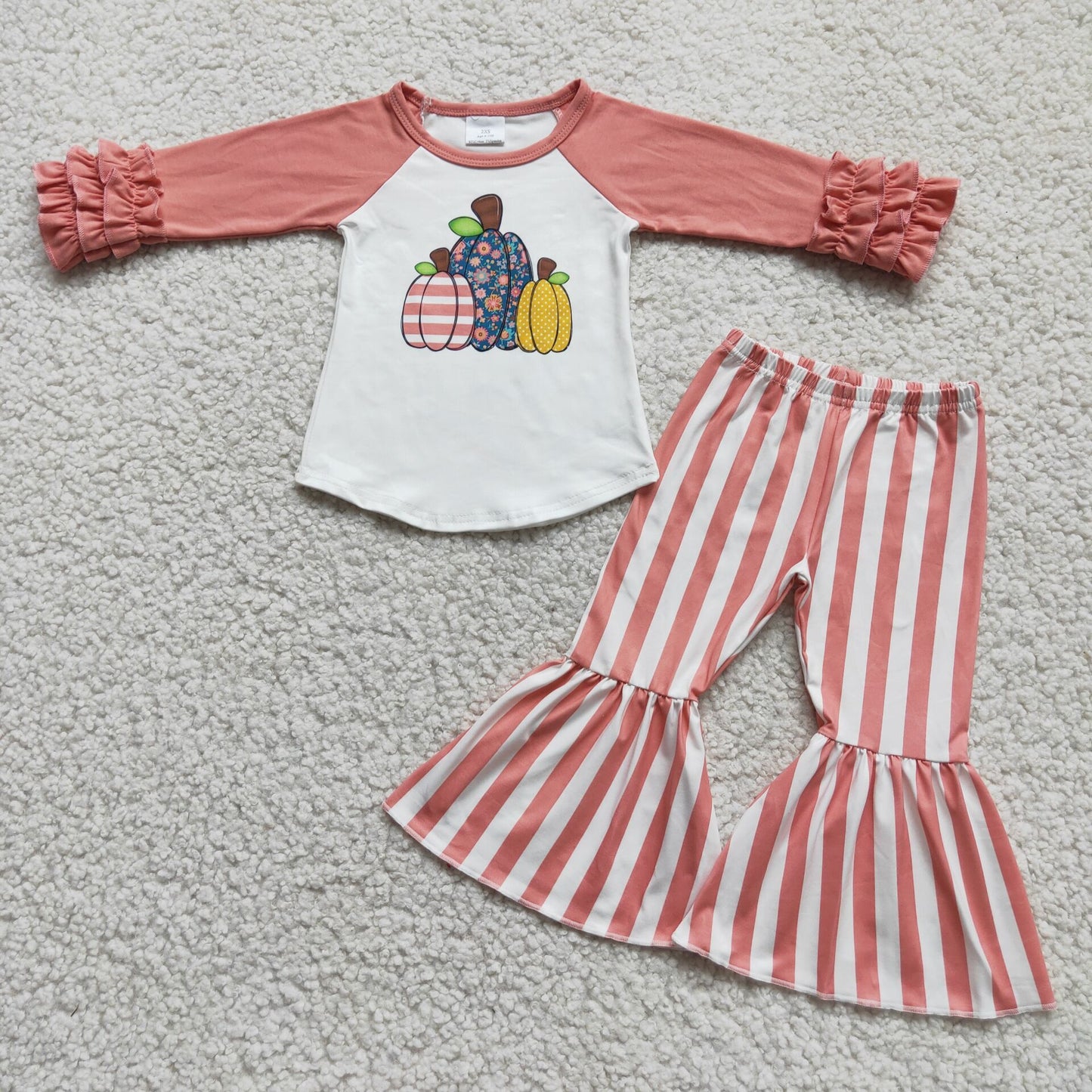 Pumpkin Pink Striped Pants Set