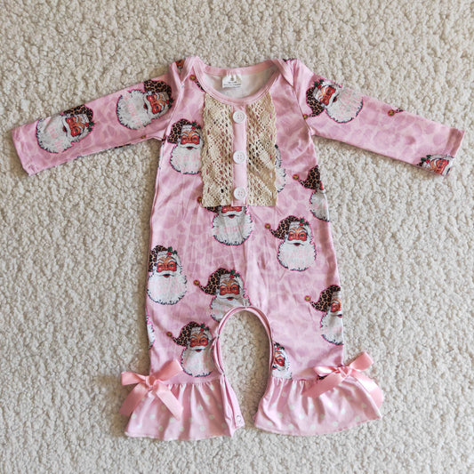 Baby Girls Pink Santa Romper