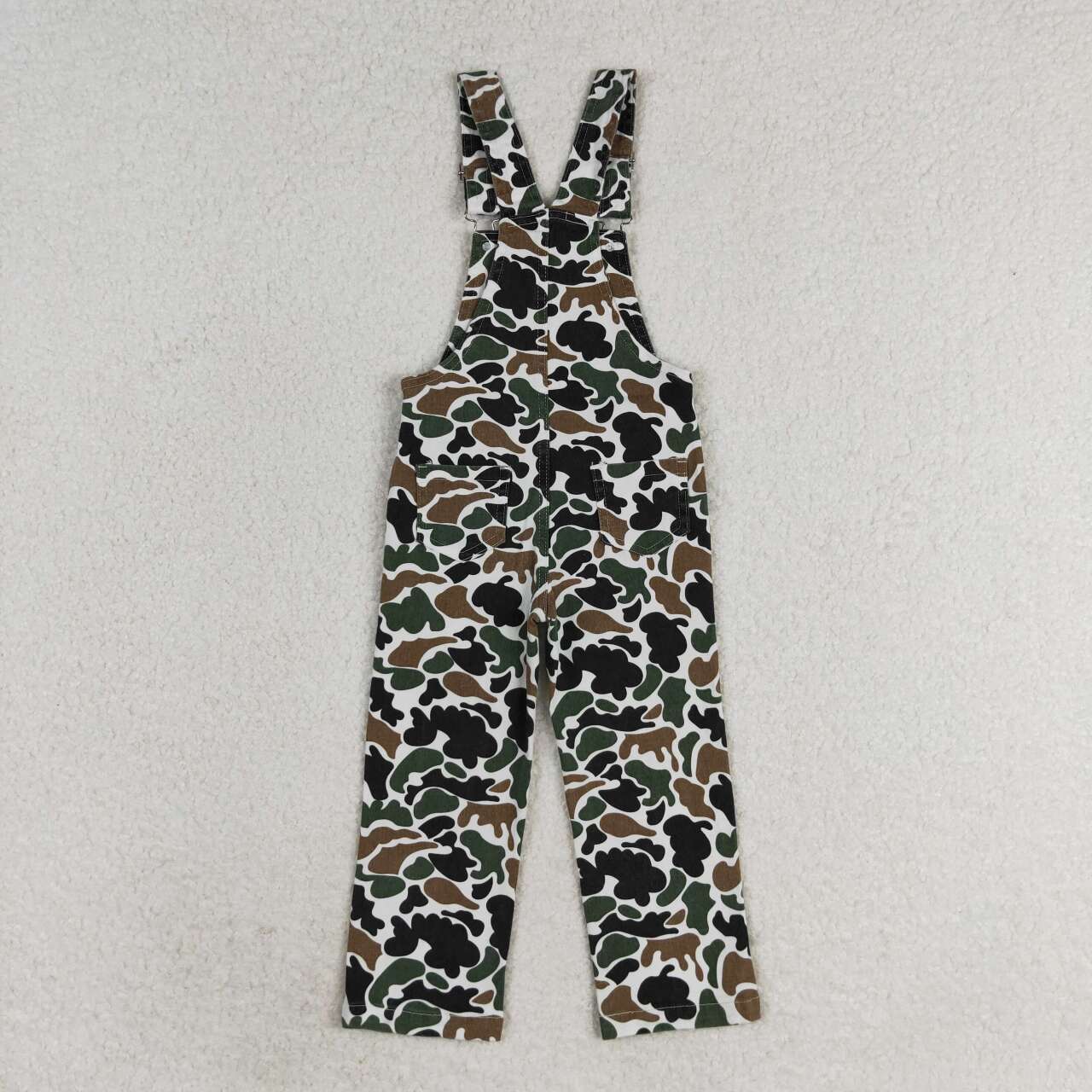 Kids Brown Camo Dnim Overall Pants