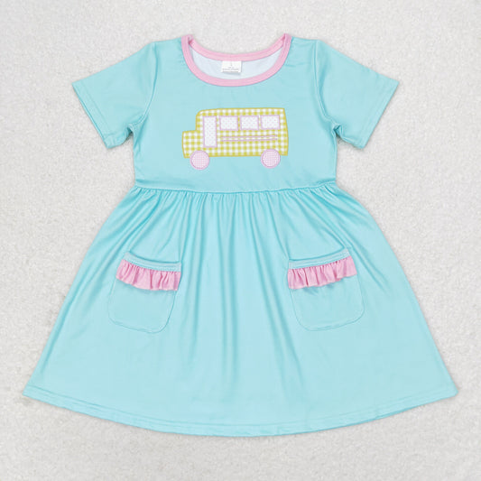 Baby Girls Back to School Bus Short Sleeve  Dress