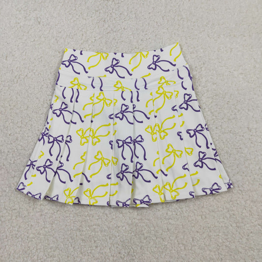 GLK0212 Baby Girls Yellow Purple Bow Active Skirt