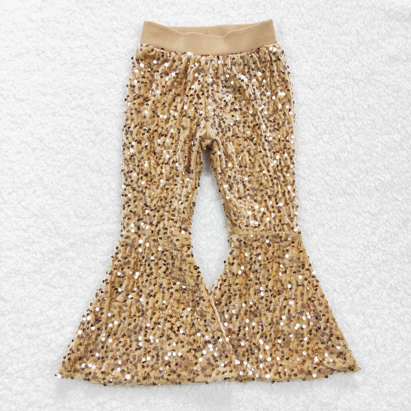 P0110 USA Shop Baby Girls Golden Sequin Bell Bottom Pant