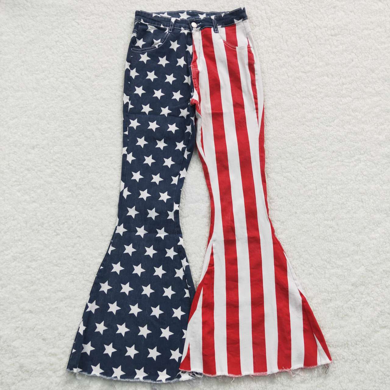 Women July 4th Striped  Denim Pants Jeans P0119