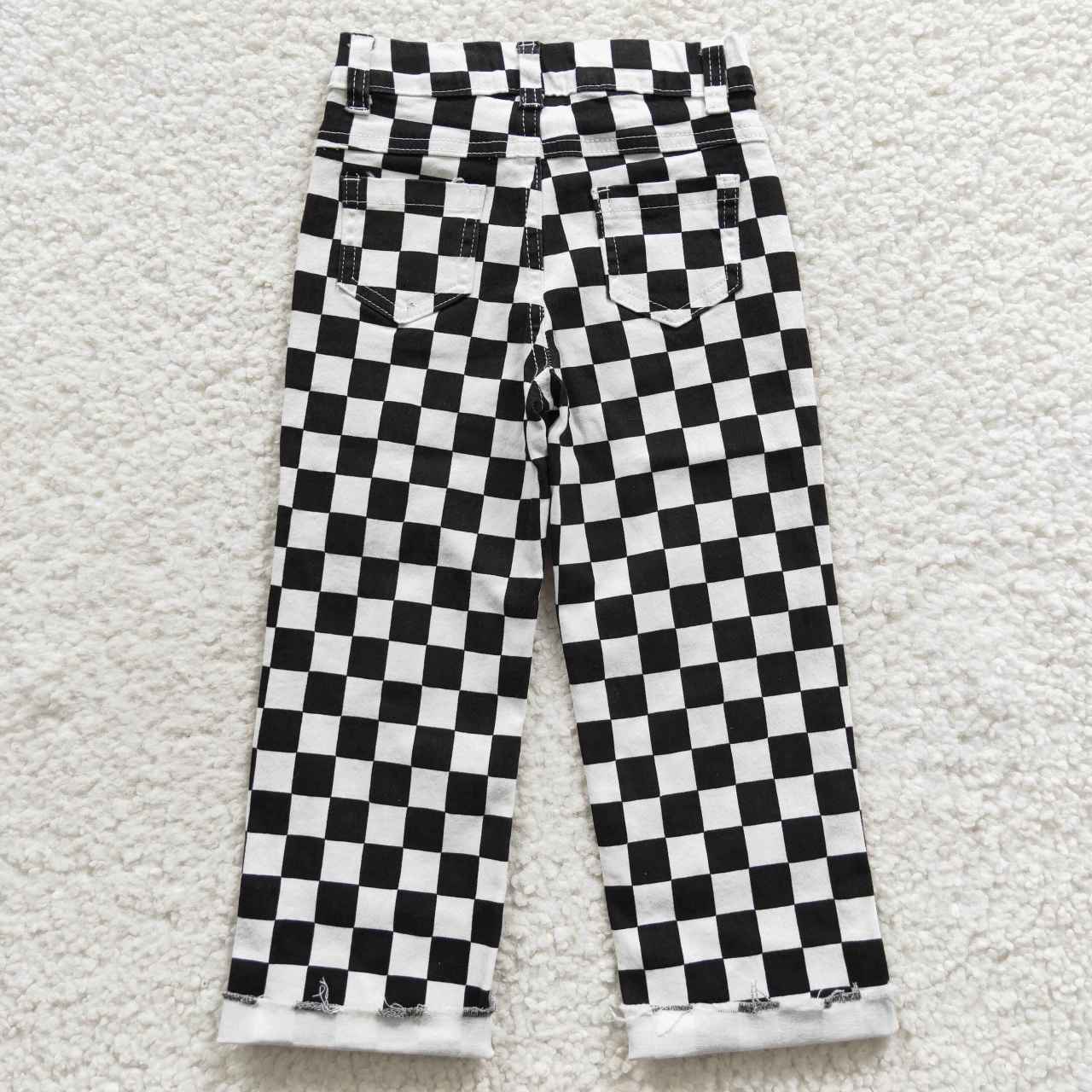 Boys Denim Black Checkerboard  Pants