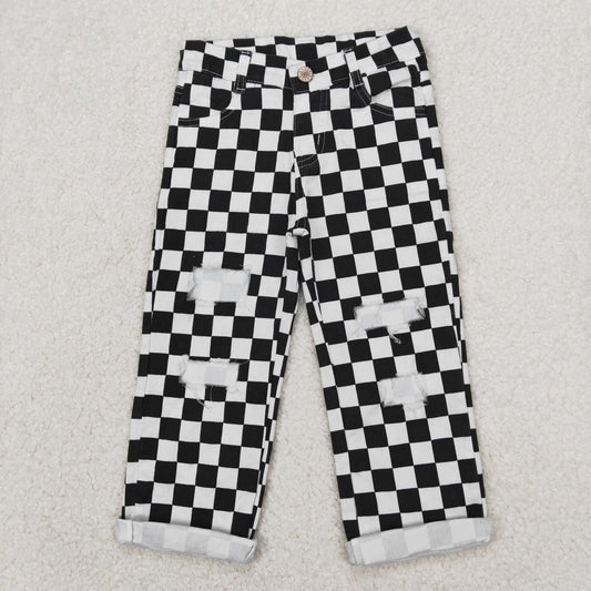 Boys Denim Black Checkerboard Pants