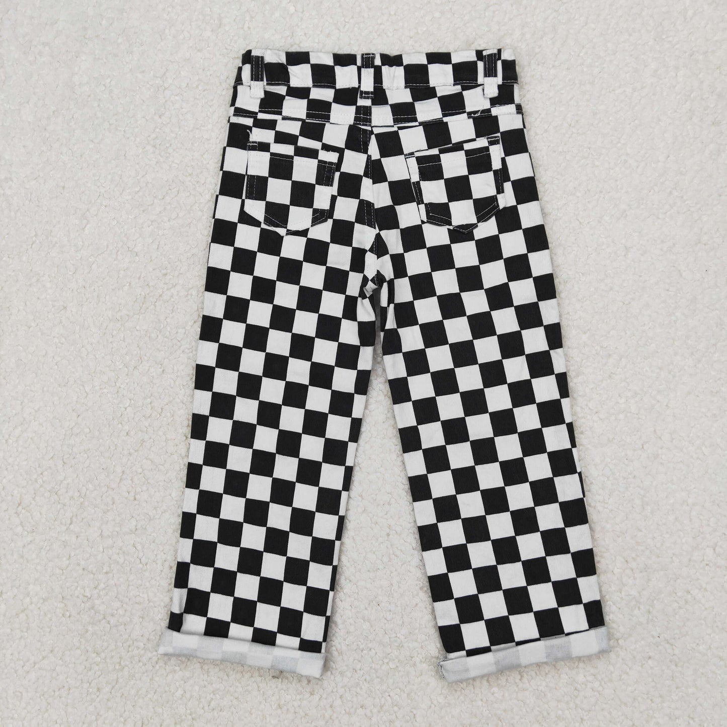 Boys Denim Black Checkerboard Pants