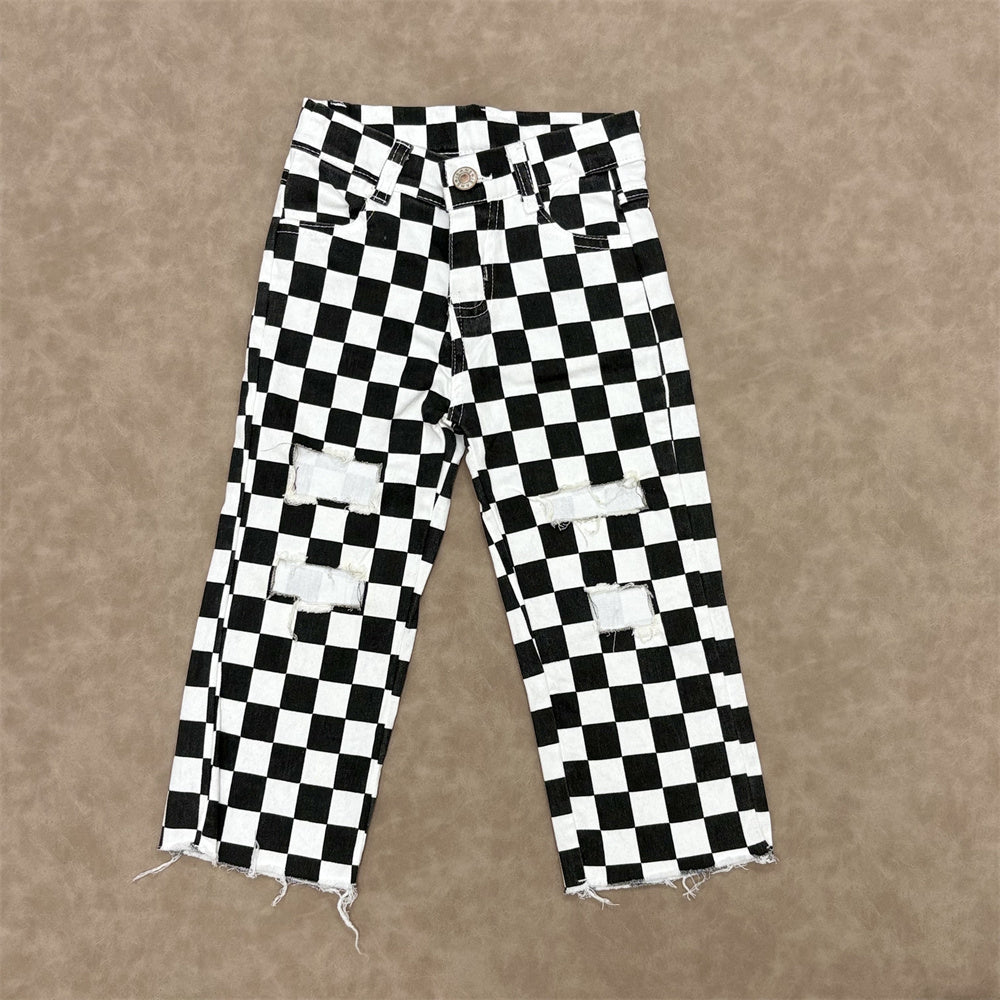 Boys  3 Colors Camo Denim Ripped Jeans Straight-leg Pants