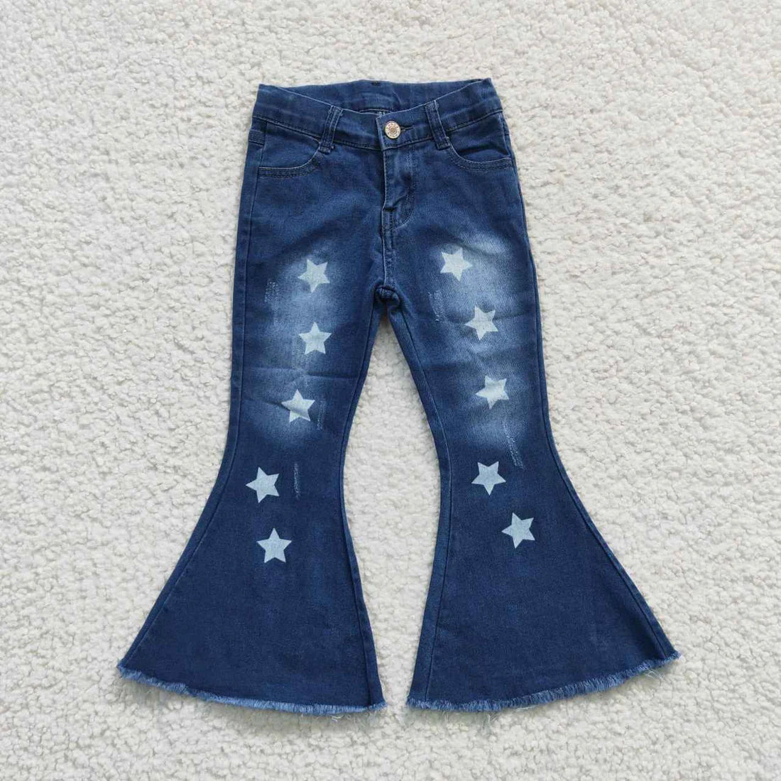 Sibling Baby Girls Blue Color Bell Bottom Pants Denim Pants