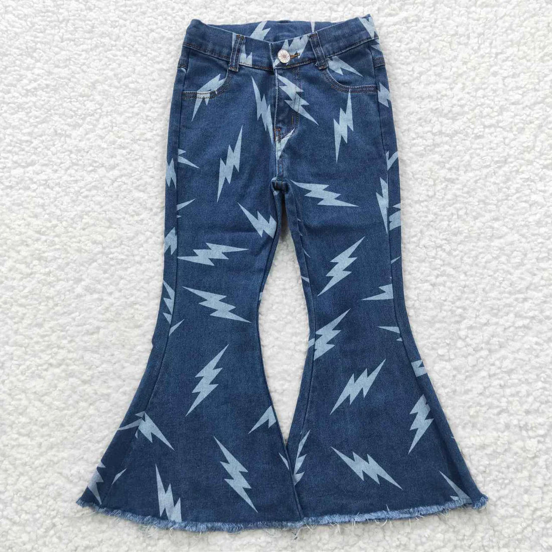 Sibling Baby Girls Blue Color Bell Bottom Pants Denim Pants