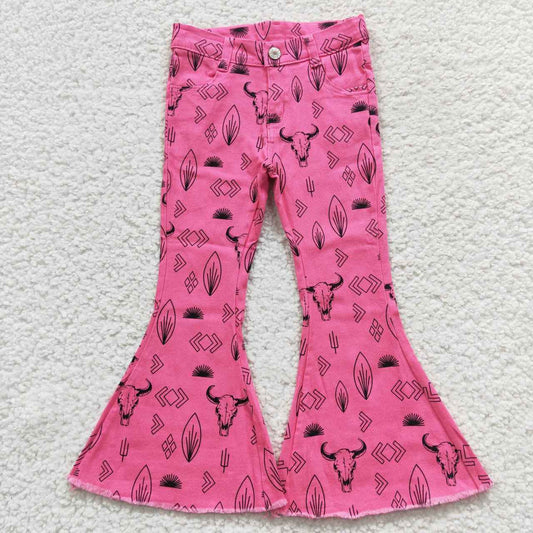 P0159 USA Shop Baby Girls Western Elastic Waistband Denim Bell Pants Jeans