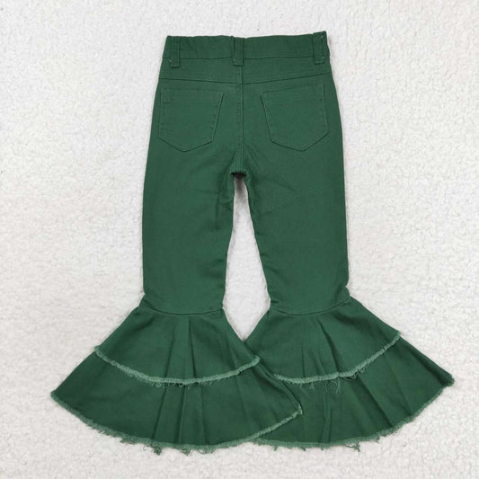 USA Shop Baby girls Green double ruffle denim jeans pants