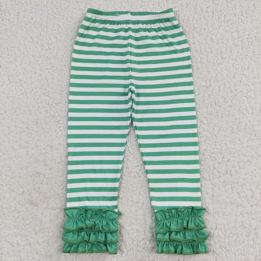 Baby Girls Green Striped Icing Leggings