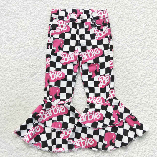 Baby Girls Denim Pink Babe Bell Bottom Pants