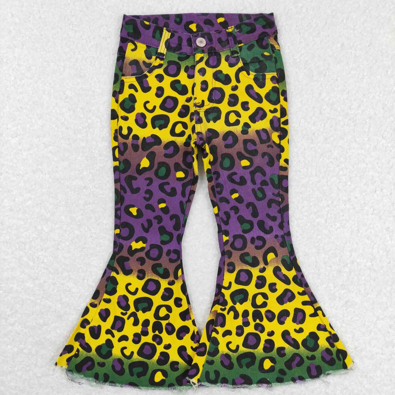 Kids Girls Mardi Gras Leopard Denim Pants