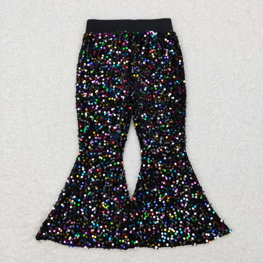 USA Shop Baby Girls Black Sequin Bell Bottom Pant
