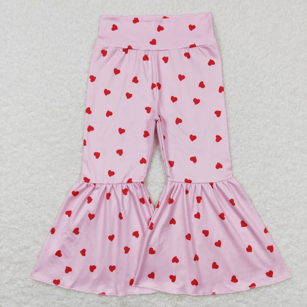 Baby Girls Red Heart Pink Bell Bottom Pants