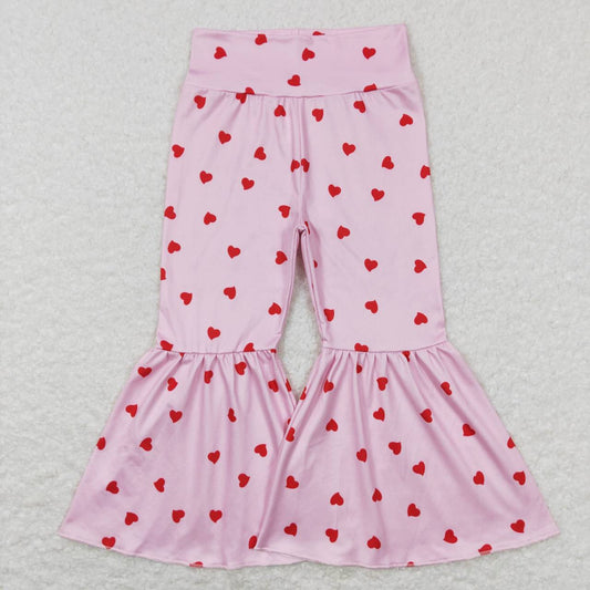 Baby Girls Red Heart Pink Bell Bottom Pants