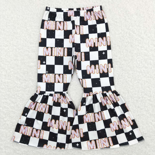 Baby Girls Mini Black Checker Bell Bottom Pants