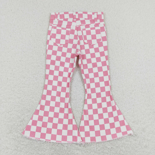 USA Shop Baby Girls Pink Checker Denim Bell Jeans Pants