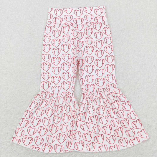 Baby Girls Baseball White Red Bell Flare Pants