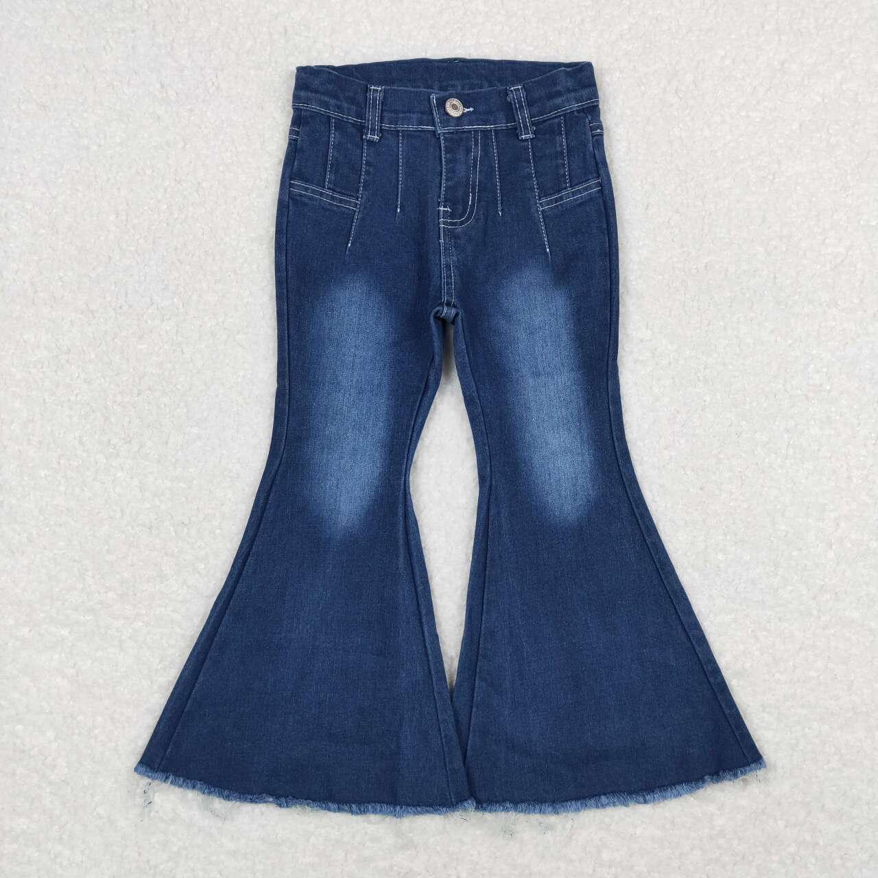 Kids Girls Dark Blue Denim Bell Flare Pants