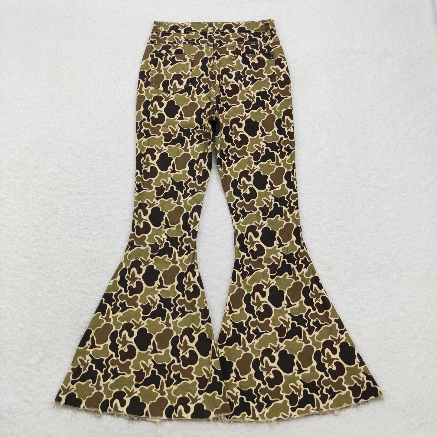 Adult Women Camo Mallard Bell Bottom Denim pants