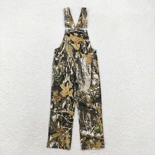 Baby Girls Fall Brown Leaves Camo Denim Strap jumpsuits Overall