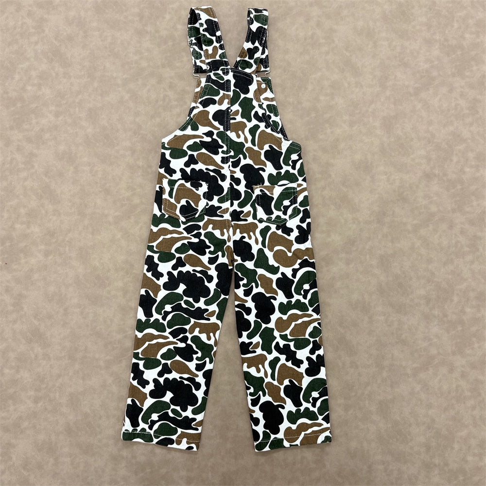 Kids Green Camo Denim Overall Pants