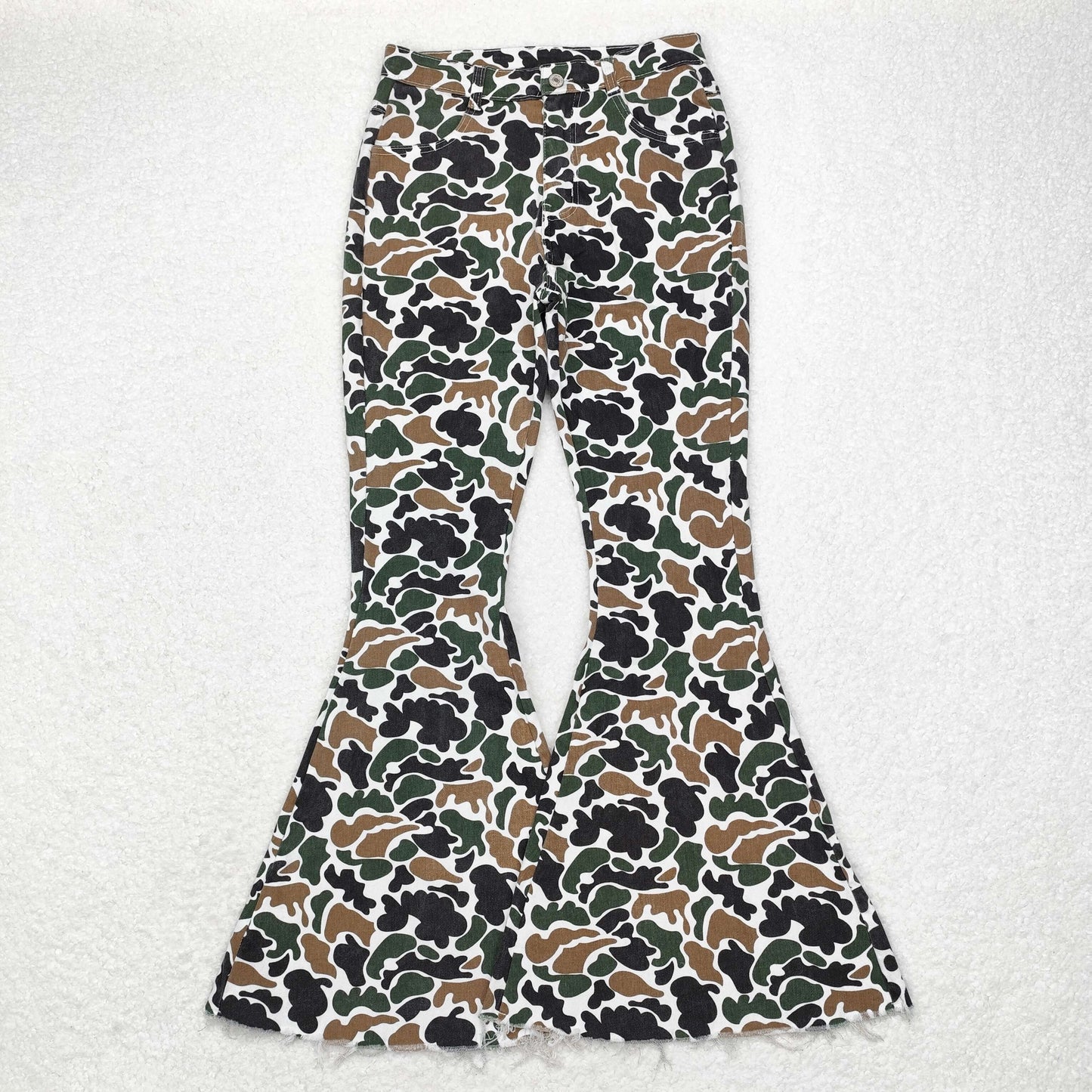 Mommy And Me Girls Dark Camo Bell Flare Denim Pants