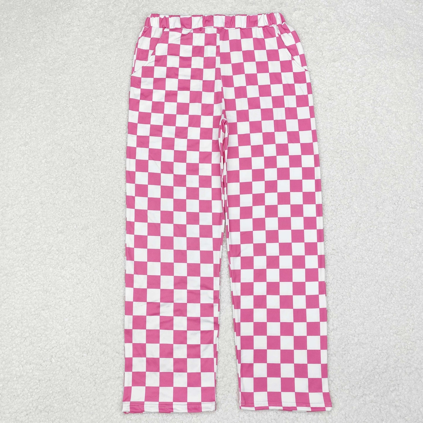 Adult Women Black Pink Checker Pants