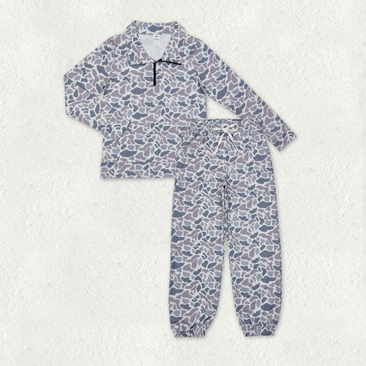 Adult Women  Old School Camo Active Pullover Top +Jogger Yoga Set