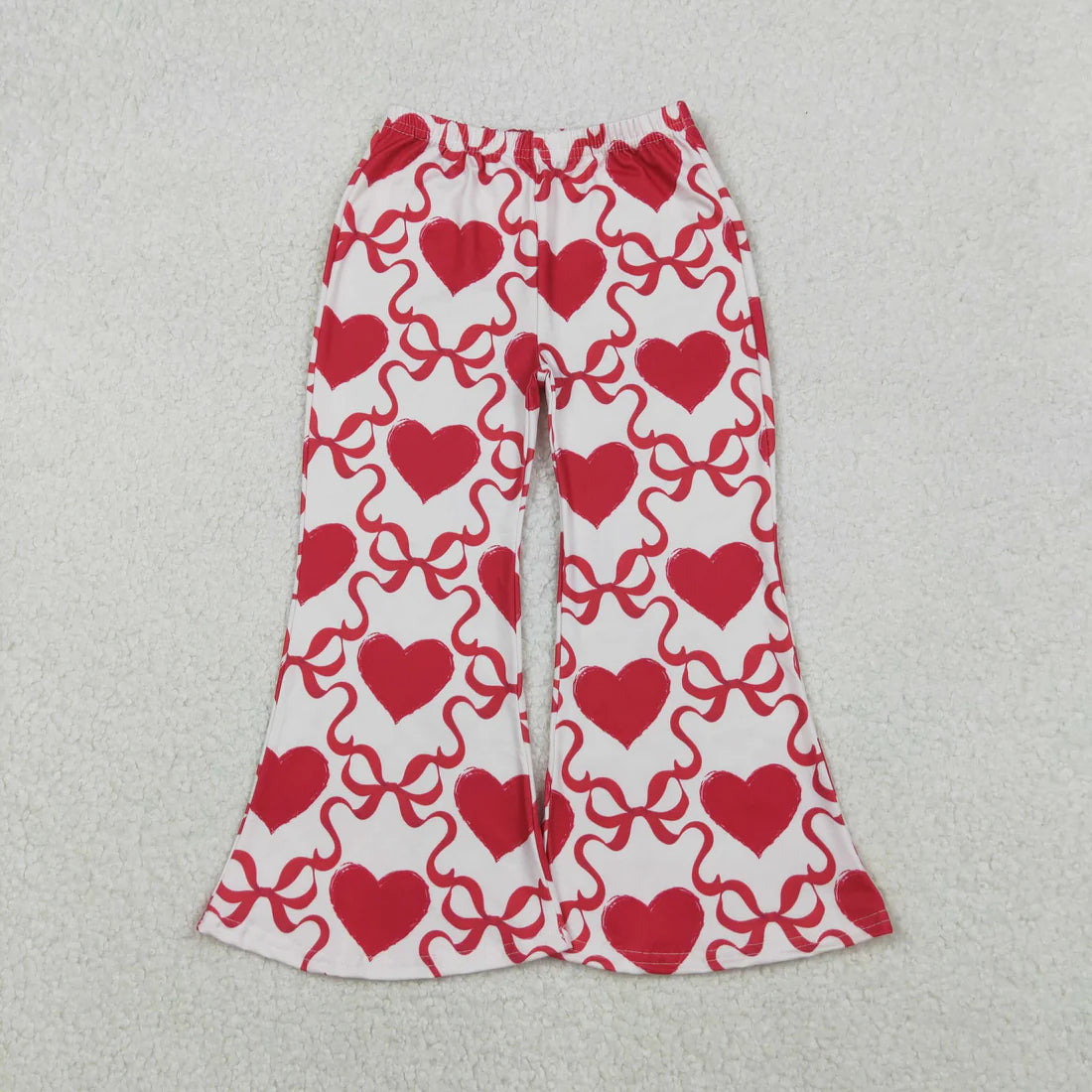 Sibling Baby Girls Valentine's Day Heart Bell Bottom Pants