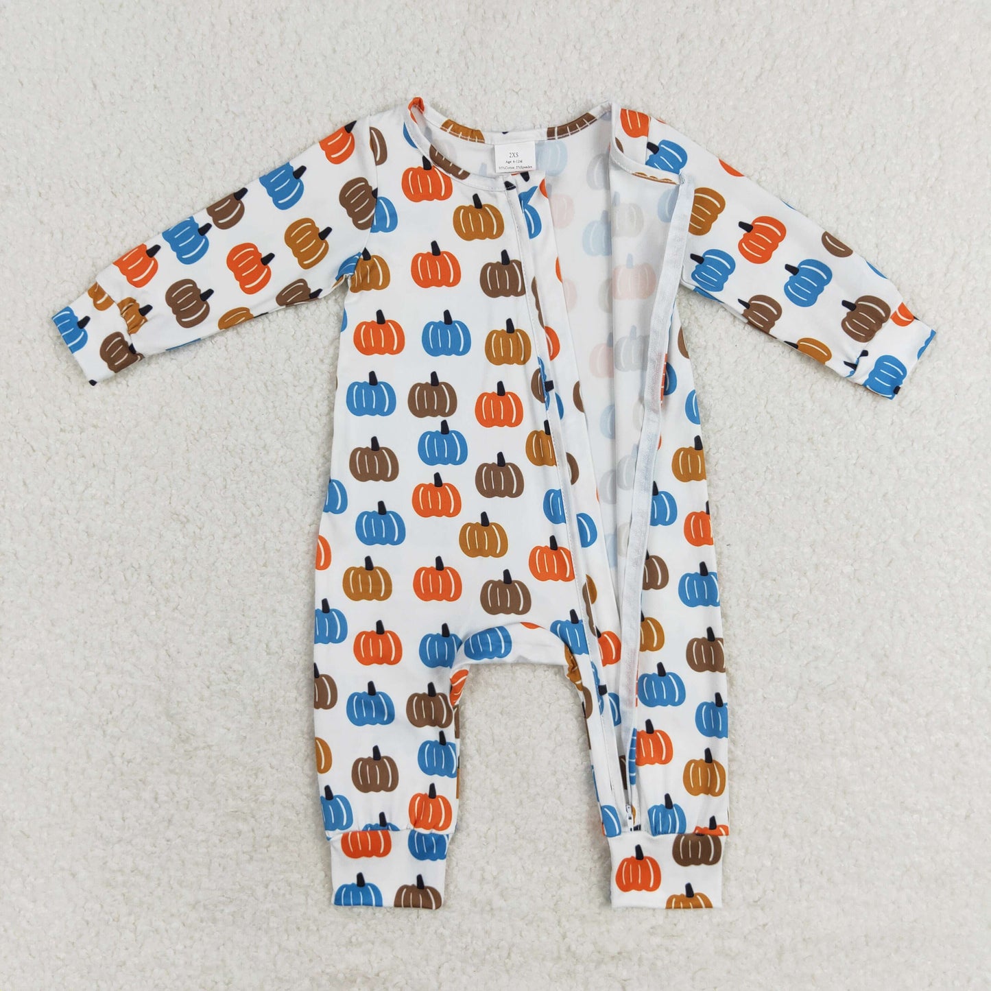 Newborn Baby Boys   Pumpkin Zipper Romper