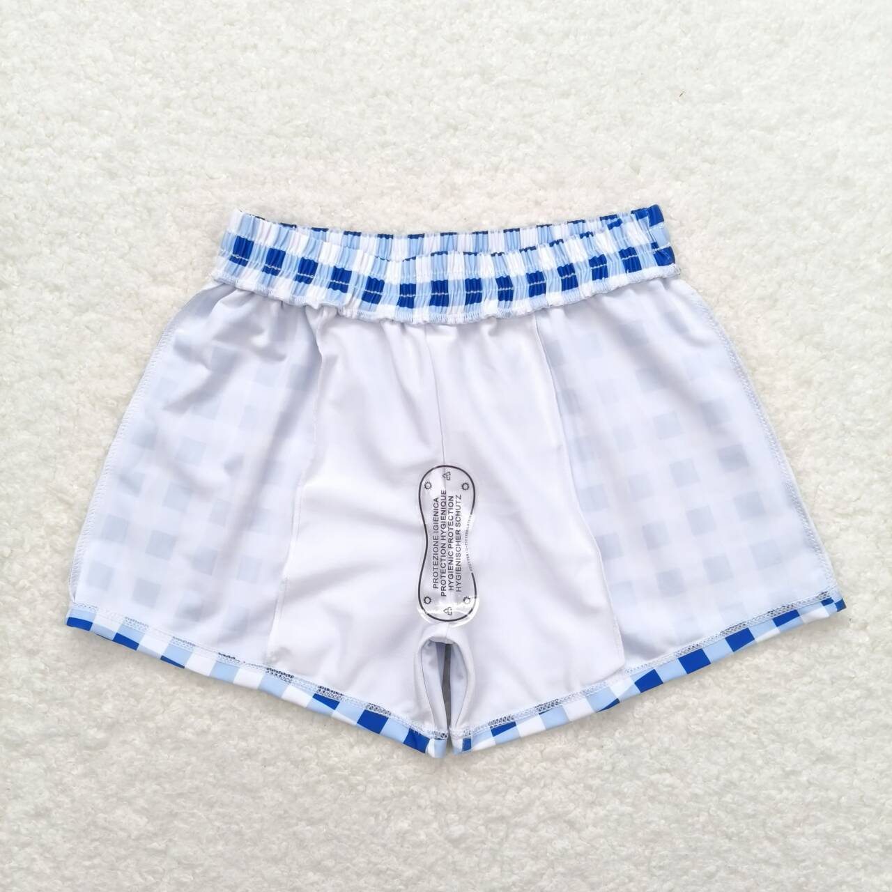 S0232 Baby Boys  Blue Plaid Swimming Trunks