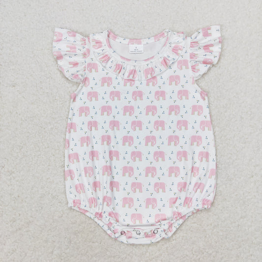 Newborn Baby Girls Pink Elephant Romper