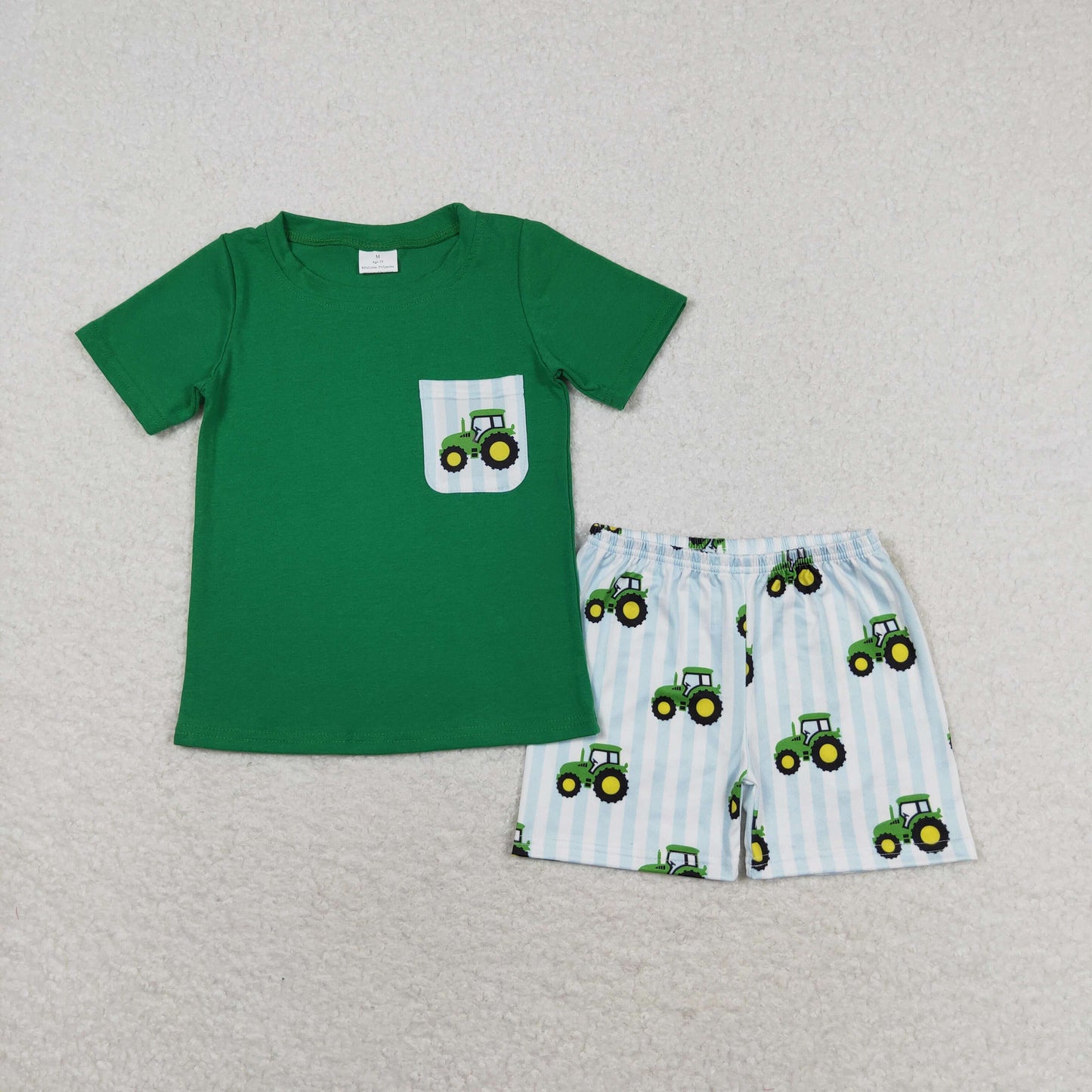 Baby Boys Summer Farm Tractors Shorts Set