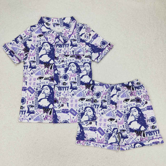 Adult Pajamas Singer Purple Women Pajamas Shorts Set