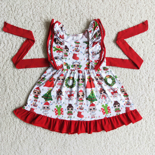 Little Girls Cute Cartoon Dress With Belt