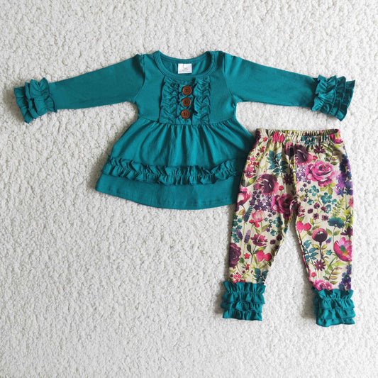 Green Tunic Top With Floral Pants Outfit