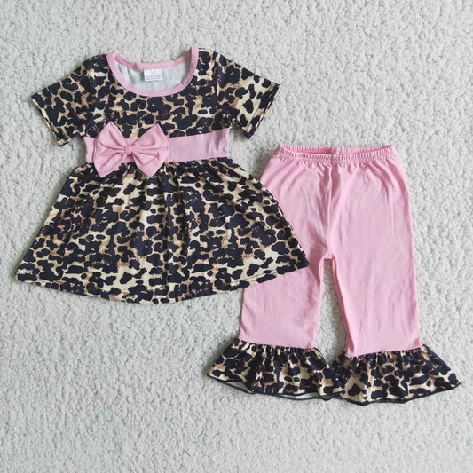 Cheetah Tunic Top With Pink Pants Set