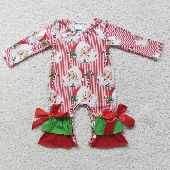 6 A2-30 Newborn Baby Girls Santa Red Striped Romper