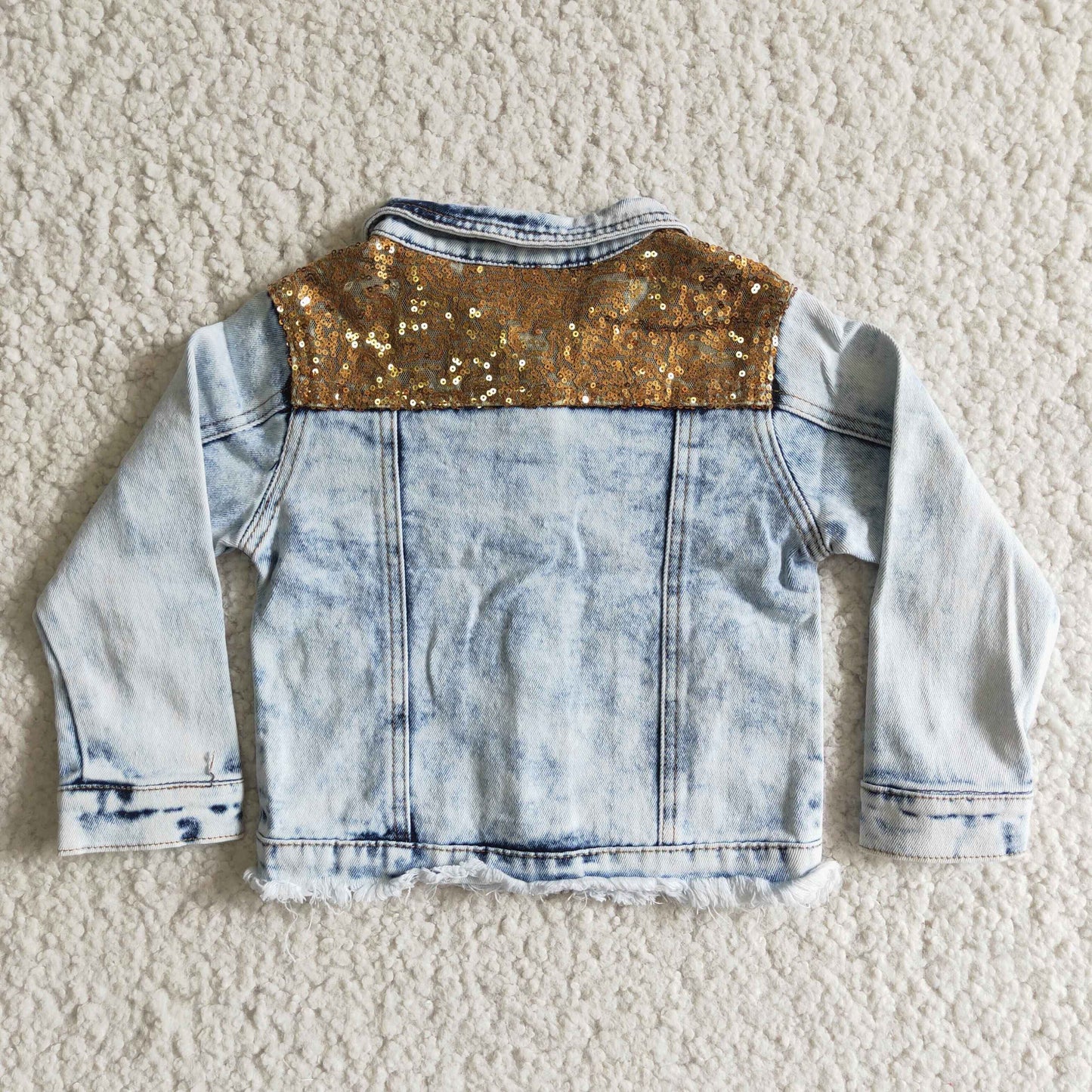 Baby Girls Golden Sequin Denim Jacket