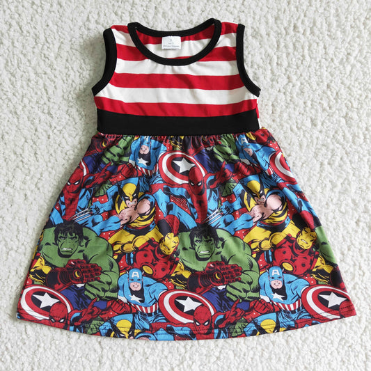 A16-5 Summer Girls Cartoon Sleeveless Dress