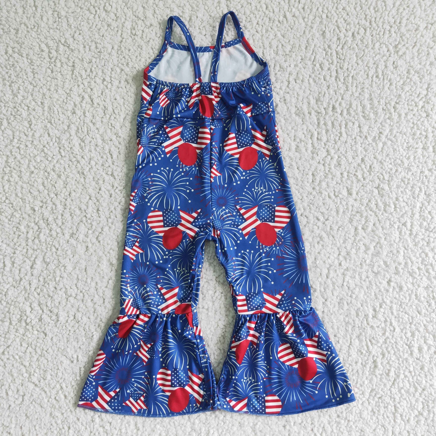 SR0056 Baby Girls July 4th Balloon Fireworks Jumpsuit