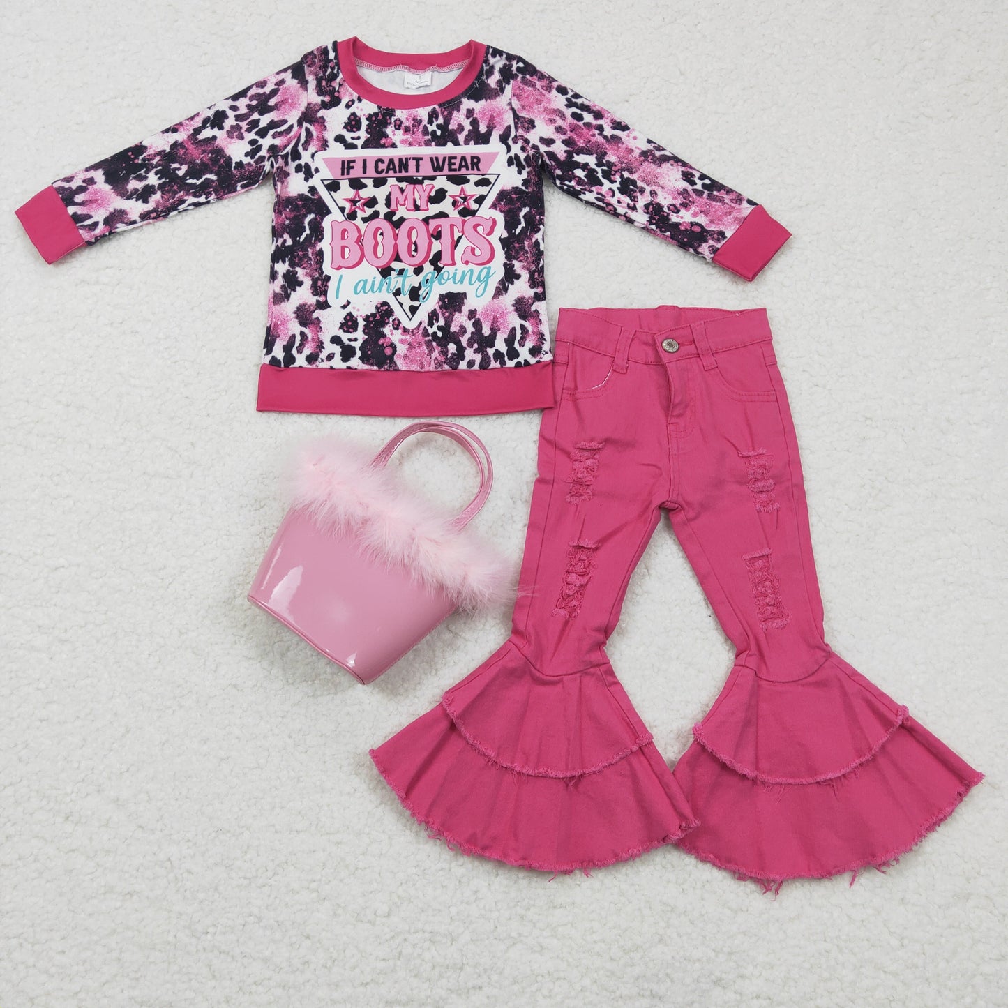 Western Design Boots Top Hot Pink Denim Pants Outfit