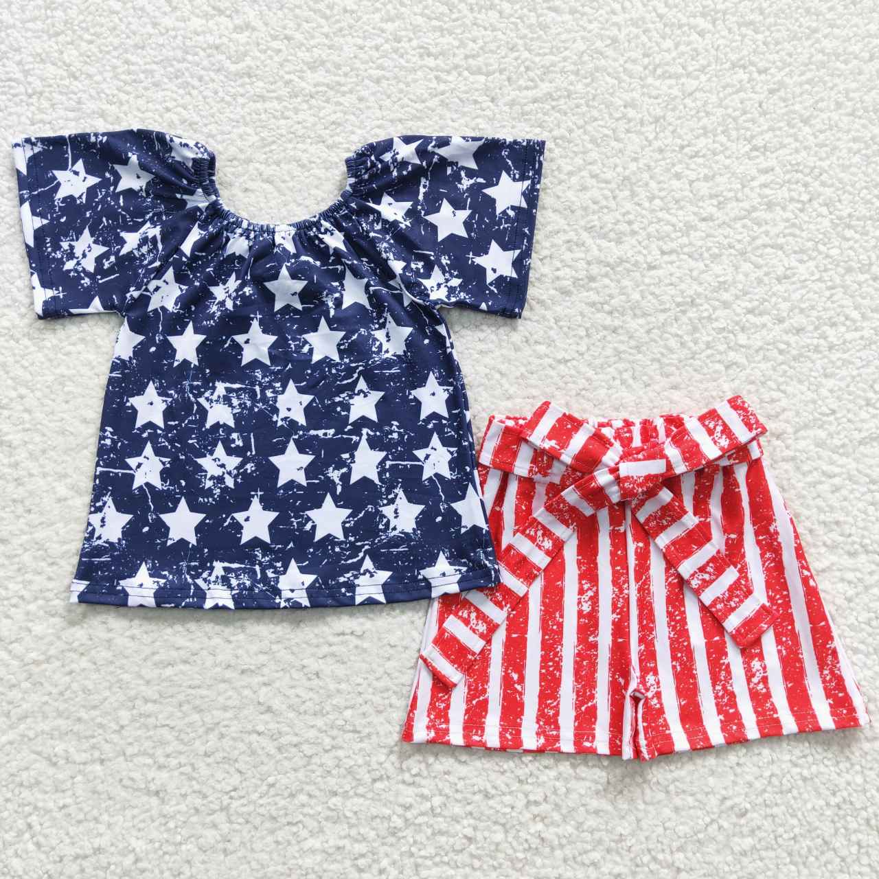 Sibling Sibling Toddler Girls  4th of July Red White Blue Stars Striped Clothing