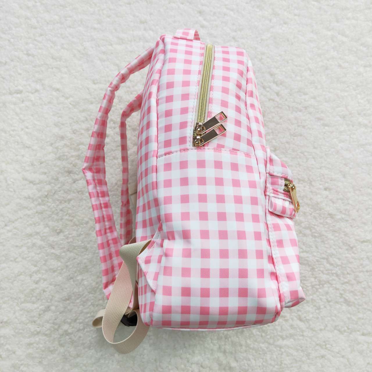 Kids Baby Girls Pink Blue Gingham Backpack School Bag