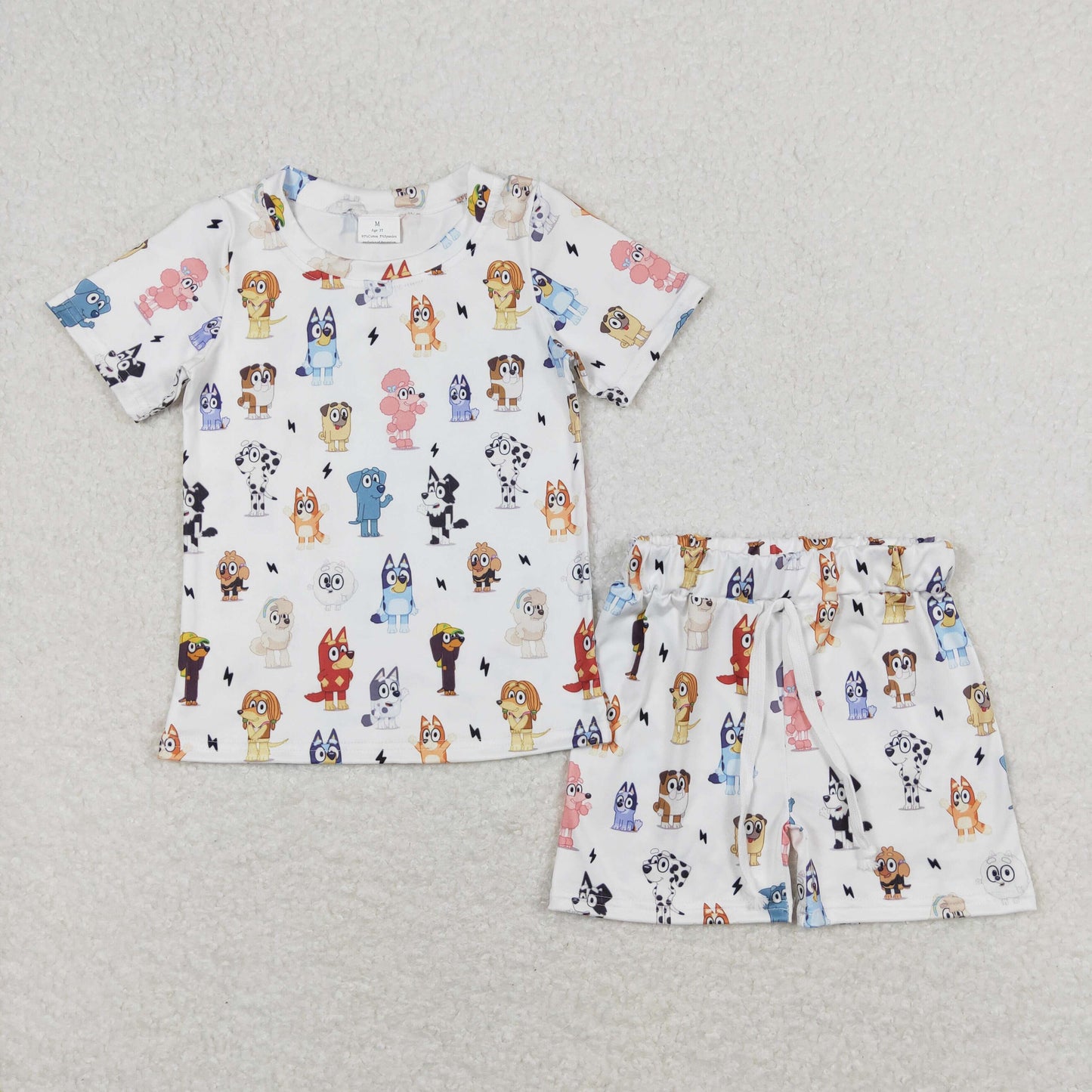 BSSO0660 Baby Boys Cartoon Blue Dog Shorts Pajama Set