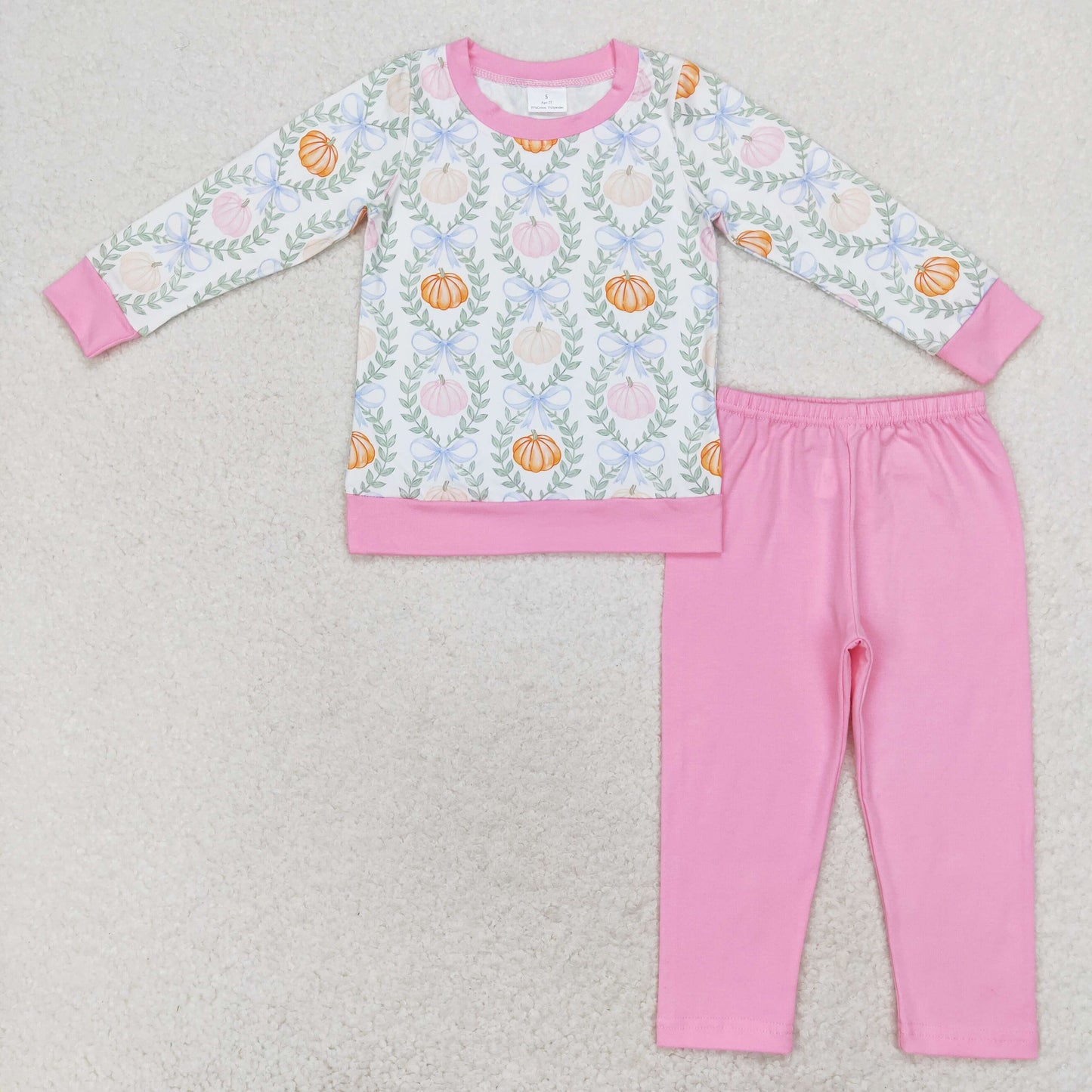 GLP1177 Baby Girls Pink Pumpkin Top Matching Pink Pants Outfit