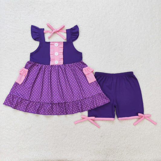 Baby Girls Purple Princess Shorts Set